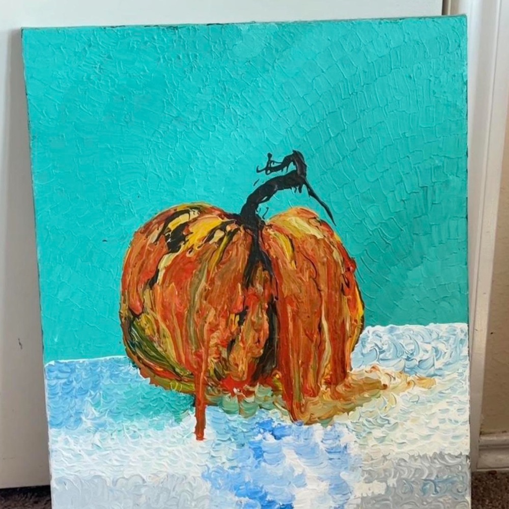 Vibrant Abstract Pumpkin Canvas Art 18" x 22"